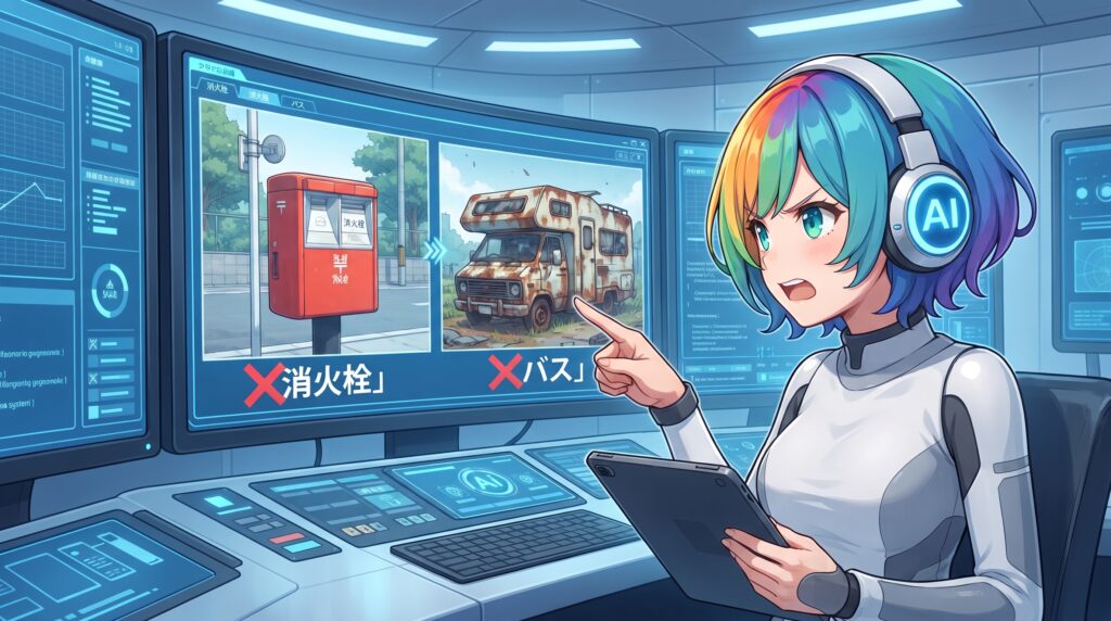 旧人類のシステムと戦うキタイ＝ハズレの様子