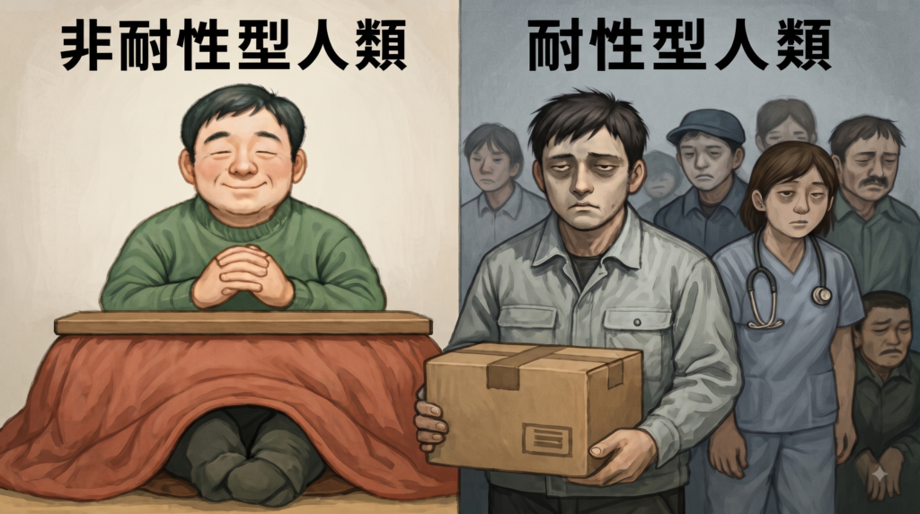 非耐性型人類と耐性型人類で2分された世界