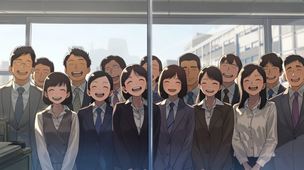 光合成休憩をする社員達