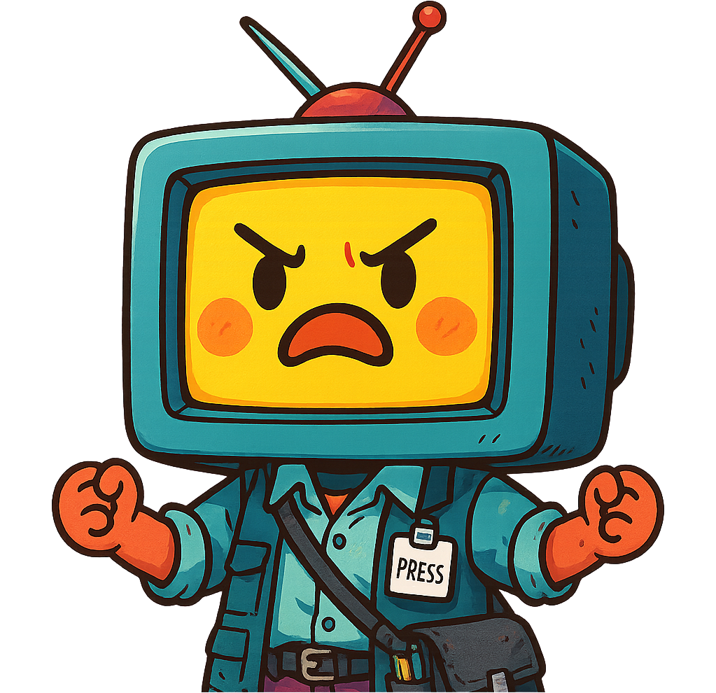 顔がテレビの粗大野テレビ記者のイラスト