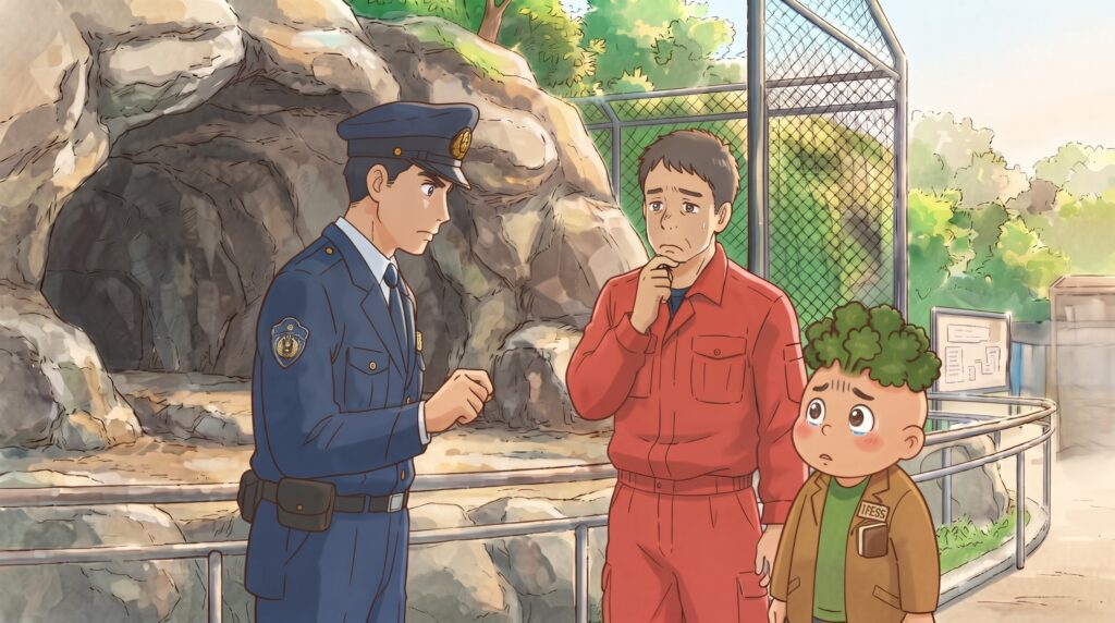 警察官が何かに気が付く様子