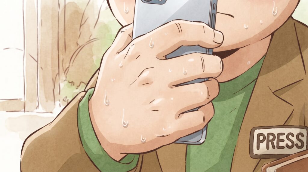 パセリがスマホを取り出して固まる様子