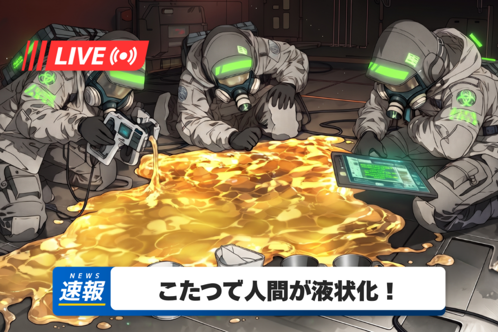 こたつ、人間を溶かすことに成功。ぬくもりの臨界点突破(ネム研レポートNo.1)のアイキャッチ画像
