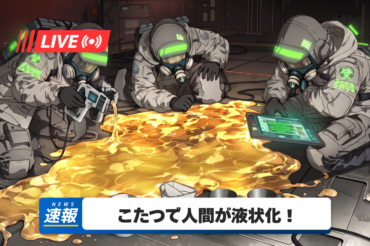 こたつ、人間を溶かすことに成功。ぬくもりの臨界点突破(ネム研レポートNo.1)のアイキャッチ画像